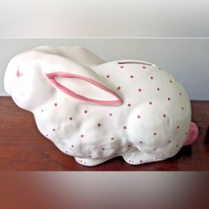 Tiffany & Co. White Ceramic Bunny with Pink Polka Dots